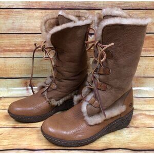 Born Chestnut Nome W5198 Tan Leather Shearling Boots Women 6 (u6q)